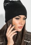 Шапка женская с брошью «Бантик» 65PF1526 (черный)