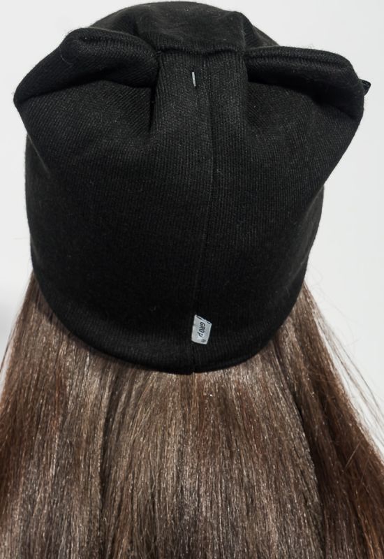 Шапка жіноча з брошкою «Бантік» 65PF1526 (чорний)
