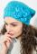 Шапка женская с брошью «Цветок» 65PF0018 (бирюзовый)
