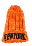 Шапка женская с комбинированной вязкой 259V001-3 (оранжевый)