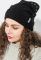 Шапка жіноча з вушками та стразами 65PF1627 (чорний)