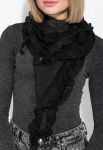 Шарф жіночий з мереживом 73PD0034 (чорний)