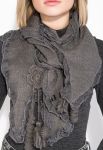 Шарф жіночий з в'язаним декором 73PD0033 (сірий)