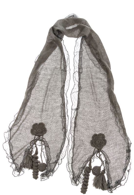 Шарф женский с вязаным декором 73PD0033 (серый)