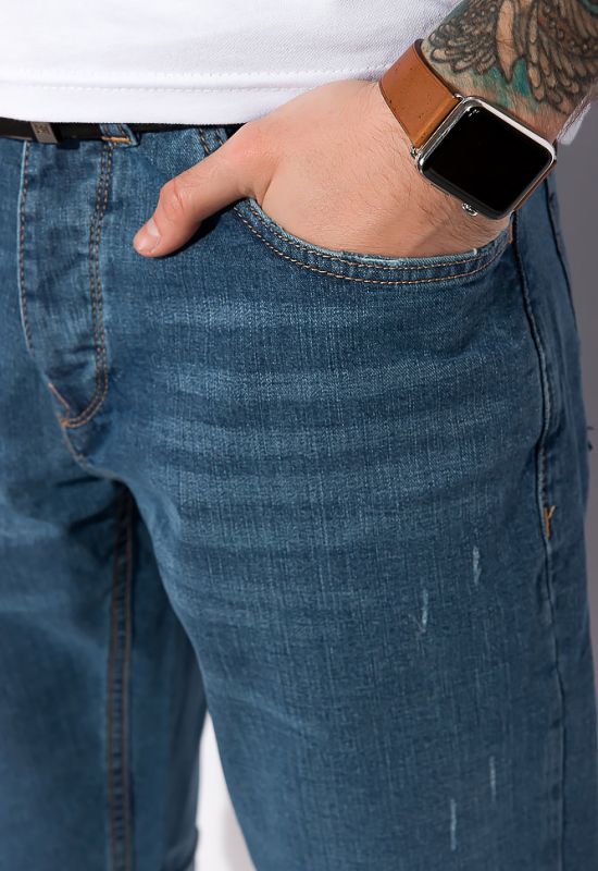 Шорты джинсовые с легкими потертостями 148P110 (светло-синий)