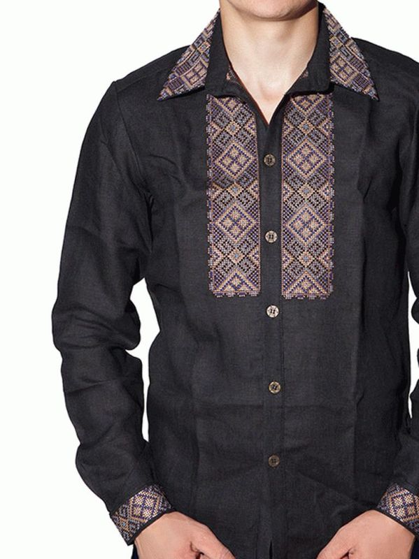 СМ 007 Рубашка-вышиванка мужская (черный)