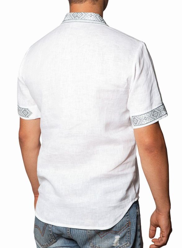 СМ 011 Рубашка-вышиванка мужская (белый)
