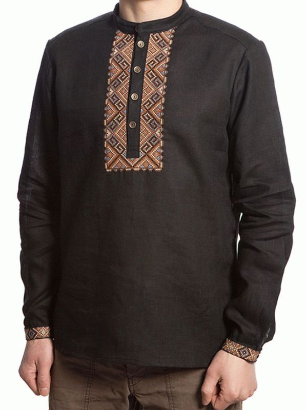 СМ 013 Рубашка-вышиванка мужская (черный)