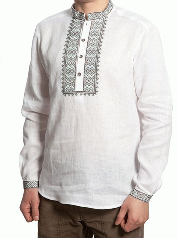 СМ 016 Рубашка-вышиванка мужская (белый)