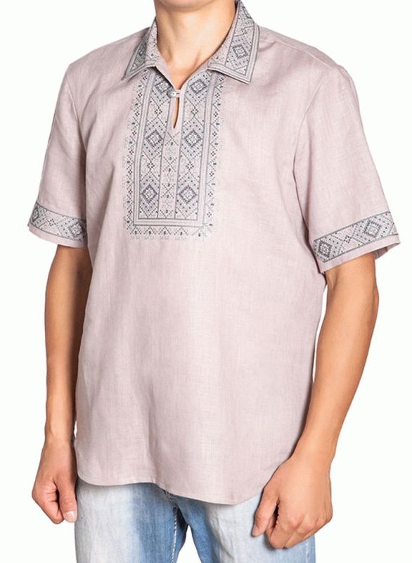 СМ 022 Рубашка-вышиванка мужская (серый)