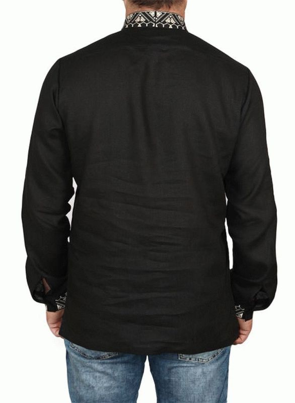 SM 025 Рубашка-вышиванка мужская (черный)