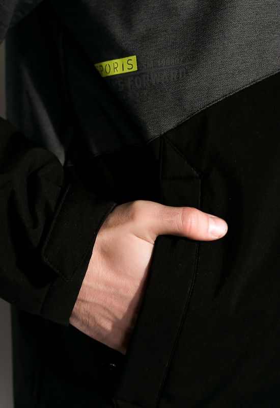 Спортивная однотонная куртка 120PMH8002 (черный/неоновый)