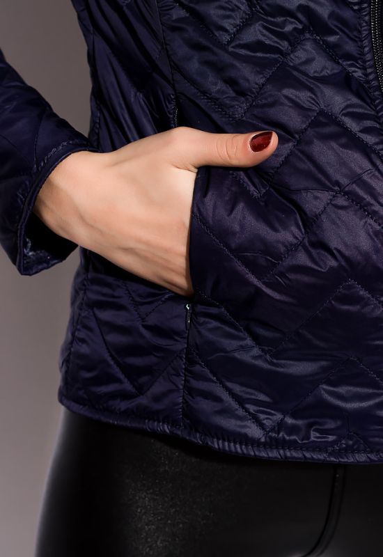 Стеганая женская куртка 120PMH004 (темно-синий)