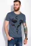 Стильная футболка с принтом 134P002-1 (джинсовый)