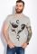 Стильна футболка з принтом 134P002-1 (сірий/меланжевий)
