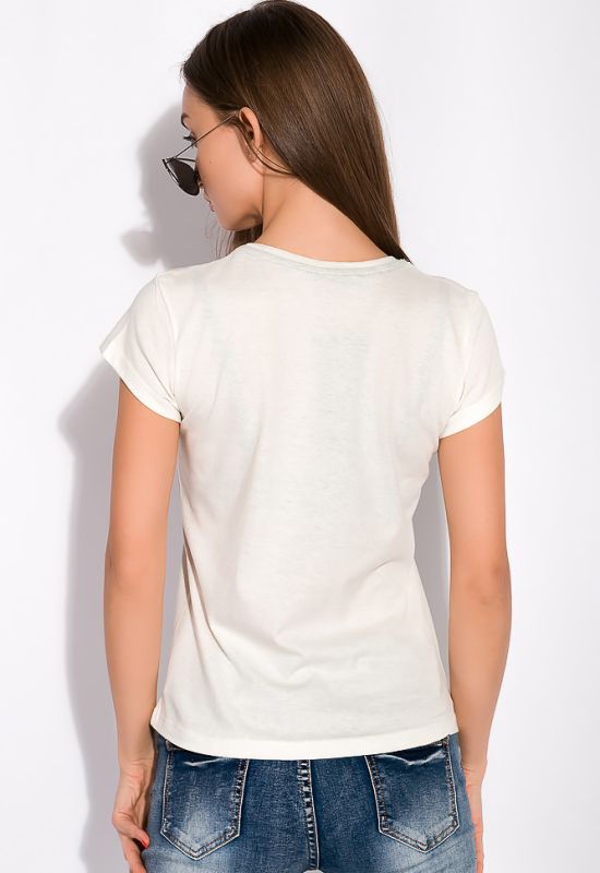 Стильна жіноча футболка 148P333-3 (молочний)