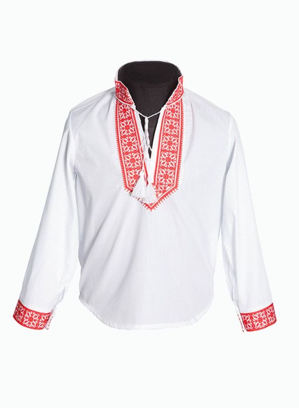 СВ 018 Рубашка-вышиванка для мальчиков (белый/красный)