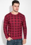 Светр чоловічий з візерунком квадрат 169V004 (бордовий/синій)