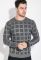 Свитер мужской с узором квадрат 169V004 (серый/графитовый)