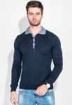 Светр чоловічий контрастний комір 50PD388 (темно-синій)