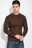 Светр чоловічий з нашивкою на рукаві 48P3288 (коричневий/теракотовий)