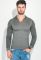 Светр чоловічий з коміром і рукавом в клітку 50PD386 (сірий)