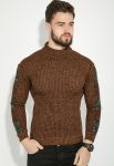 Светр чоловічий стильний 48P3296 (коричневий)