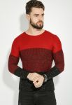 Светр чоловічий три смужки 48P3297 (бордовий/чорний)