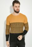Светр чоловічий три смужки 48P3297 (гірчичний/чорний)
