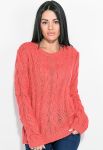 Светр жіночий комбінована в'язка 81PD132 (кораловий)