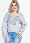 Светр жіночий з принтом 82PD378 Меланж (меланжевий/сірий)