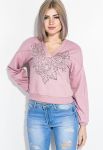 Светр жіночий з принтом 82PD378 (рожевий/фуксія)