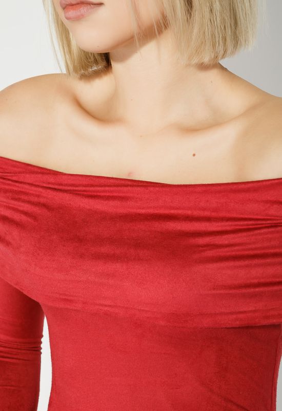 Свитер женский со спущенными плечами из мягкого материала 64PD279 (вишневый)