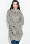 Светр жіночий в'язаний з хомутом 81PD872 (сірий)