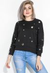 Світшот жіночий з люверсами 82PD343 (чорний)