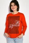 Свитшот женский круглый вырез с текстом 32P043 (красный)
