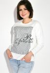 Свитшот женский круглый вырез с текстом 32P043 (молочный)