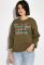 Свитшот женский с надписями свободного покроя 32P036 (хаки)