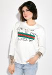 Світшот жіночий з написами вільного крою 32P036 (молочний)