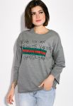 Світшот жіночий з написами вільного крою 32P036 (сірий)