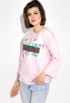 Світшот жіночий з написами вільного крою 32P036 (світло-рожевий)