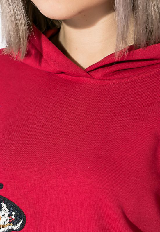 Свитшот женский с нашивками 82PD503-1 (бордовый)