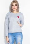 Світшот жіночий з нашивкою «Серце» 82PD407-2 Меланж (меланжевий/сірий)