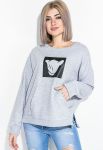 Світшот стильний жіночий з принтом 82PD407-1 Меланж (меланжевий/сірий)
