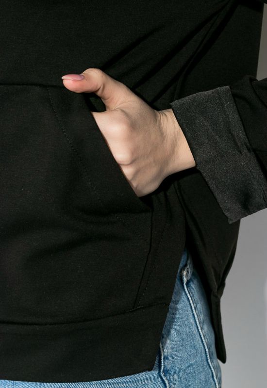 Толстовка батал жіноча з вишивкою на спині 82PD373-1 (чорний)