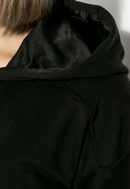 Толстовка батал жіноча з вишивкою на спині 82PD373-1 (чорний)