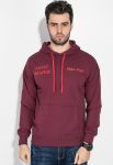 Толстовка чоловіча однотонна з текстовим принтом 82PD945 (бордовий)