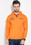 Толстовка чоловіча однотонна з текстовим принтом 82PD945 (помаранчевий)