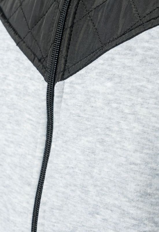 Толстовка мужская с капюшоном стеганный верх 70PD5003 (серый/меланжевый)