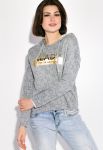 Толстовка жіноча з написом на грудях 32P034-1 (сірий)